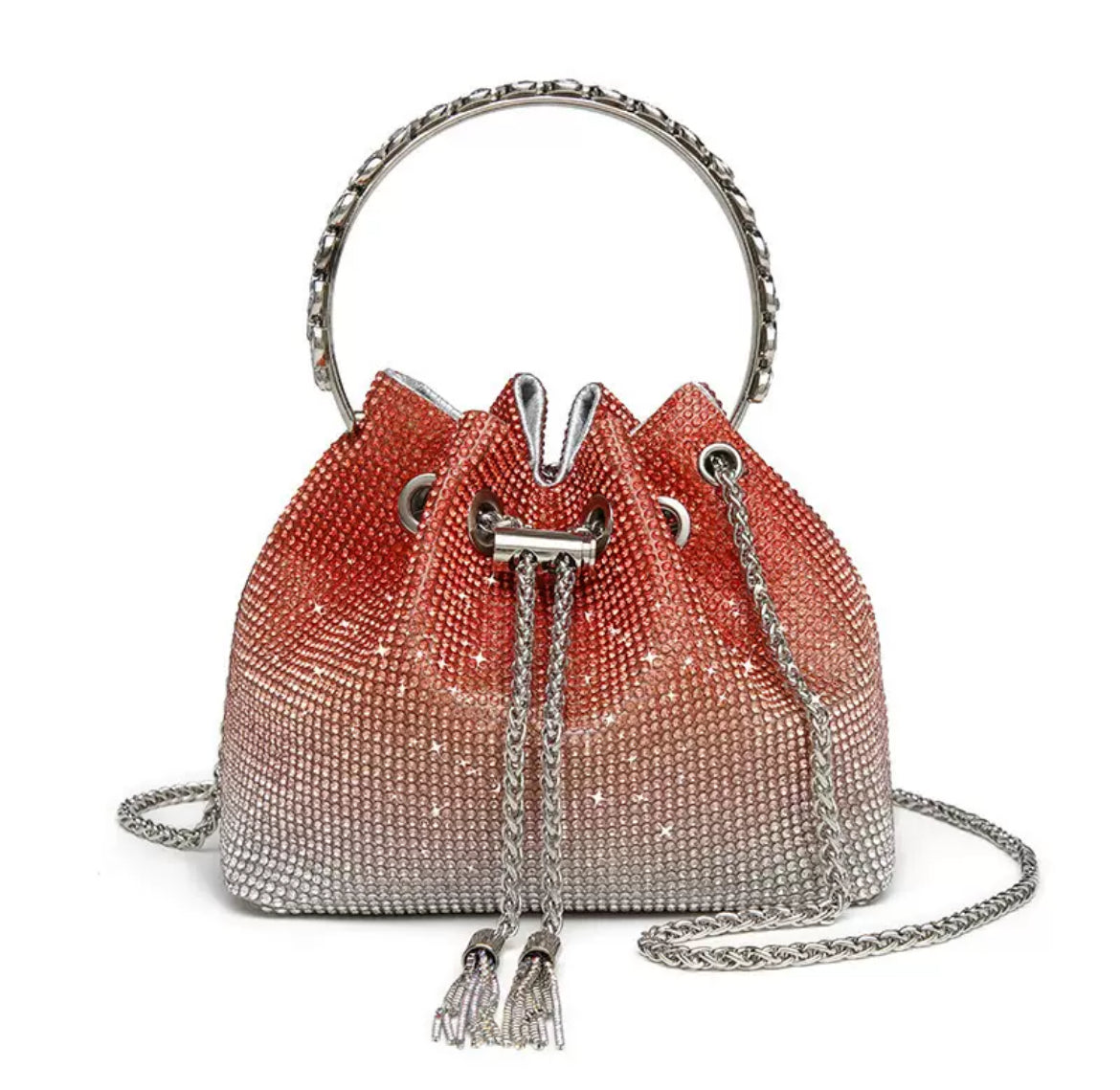 Sparkly Rhinestone Mini Bucket Bag