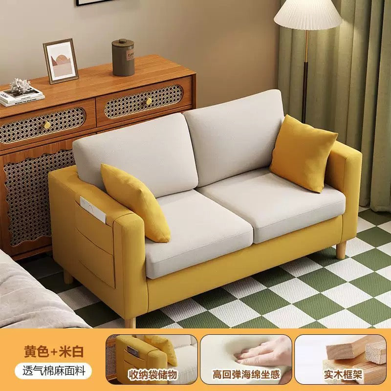 Modern Compact Fabric Sofa with Storage pockets