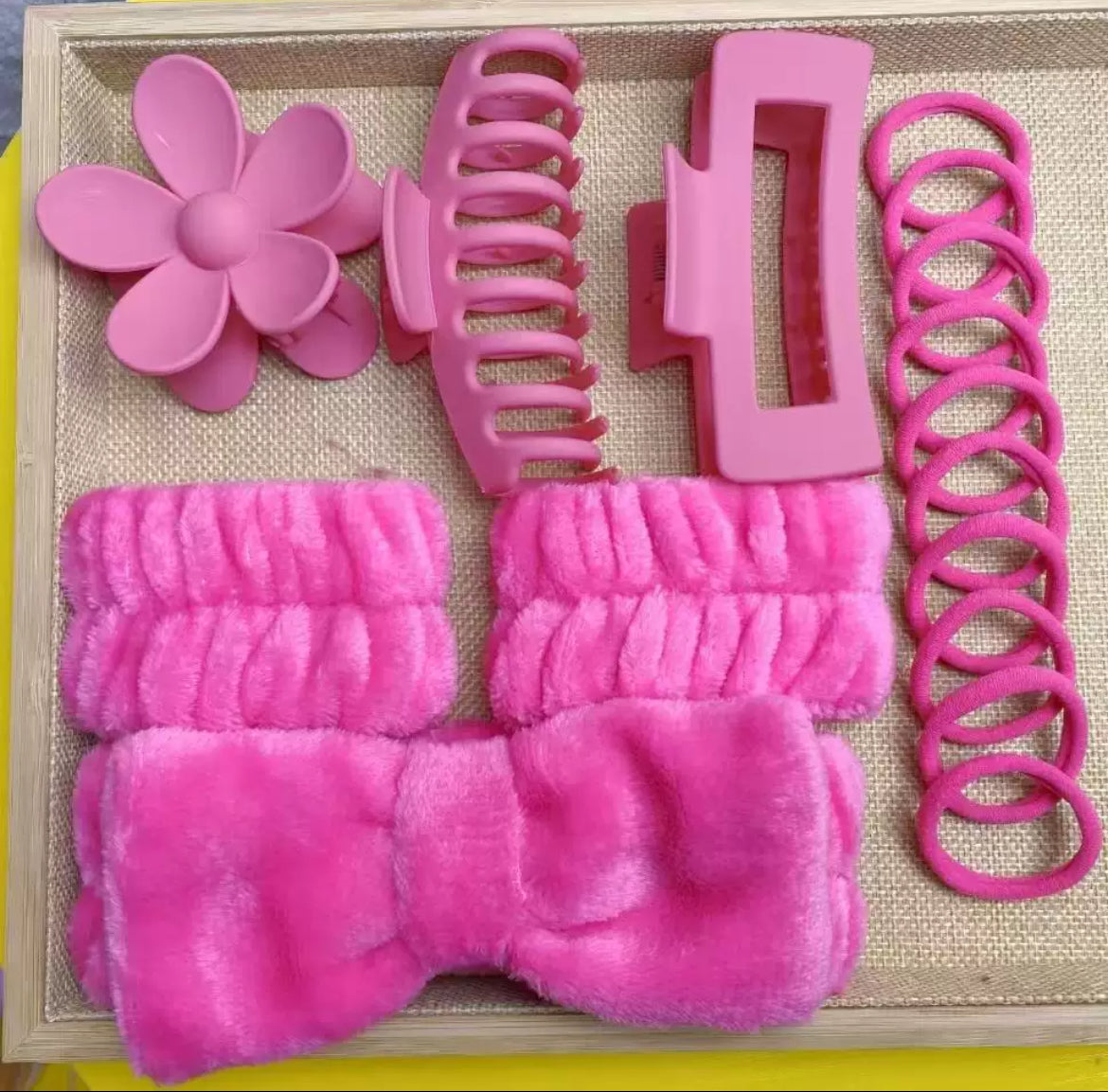 Hair Accessories Set for Girls & Women – (Plush Headbands, Claw Clips & Spiral Hair Ties)