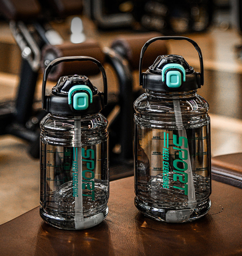 Sports Hydration Water Bottle with Carry Handle & Straw Lid