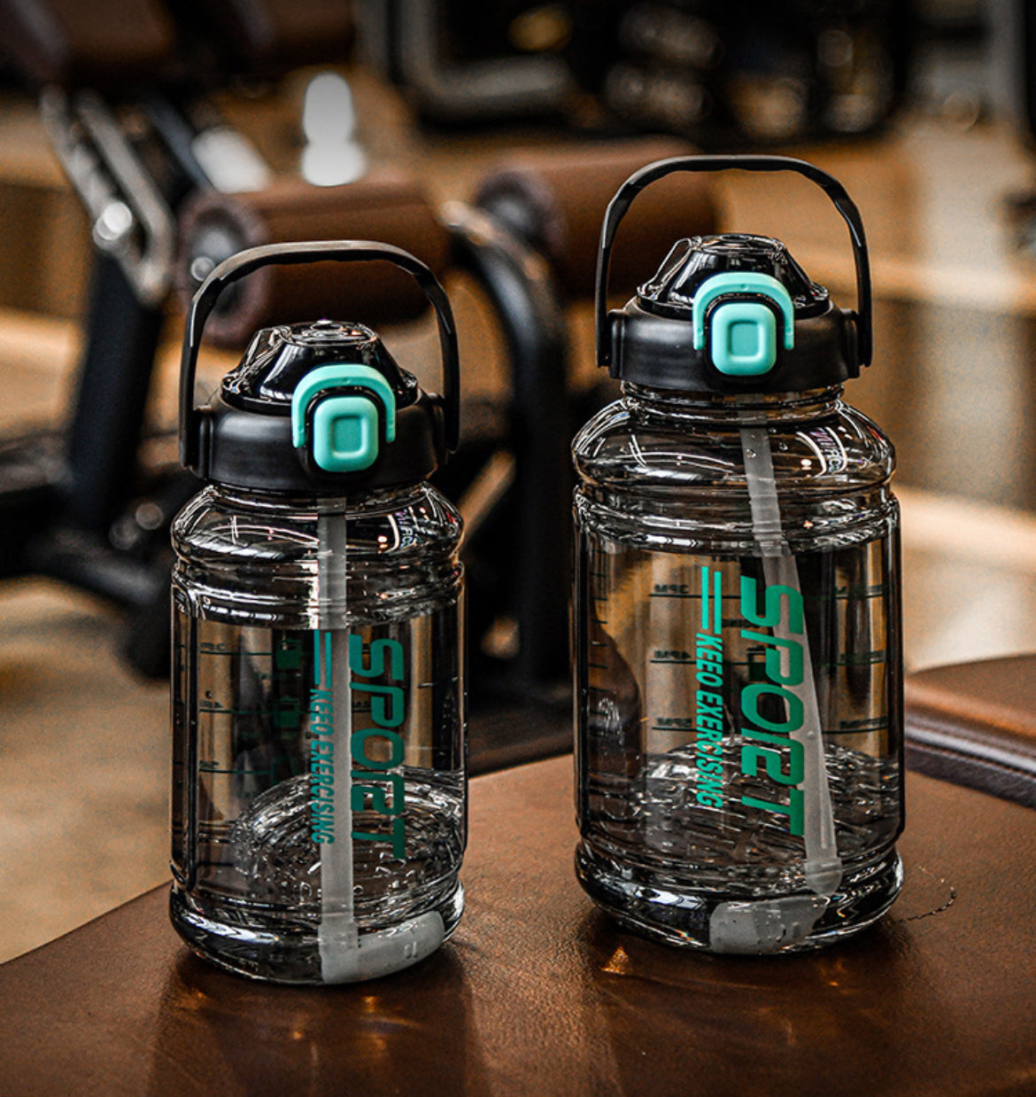 Sports Hydration Water Bottle with Carry Handle & Straw Lid