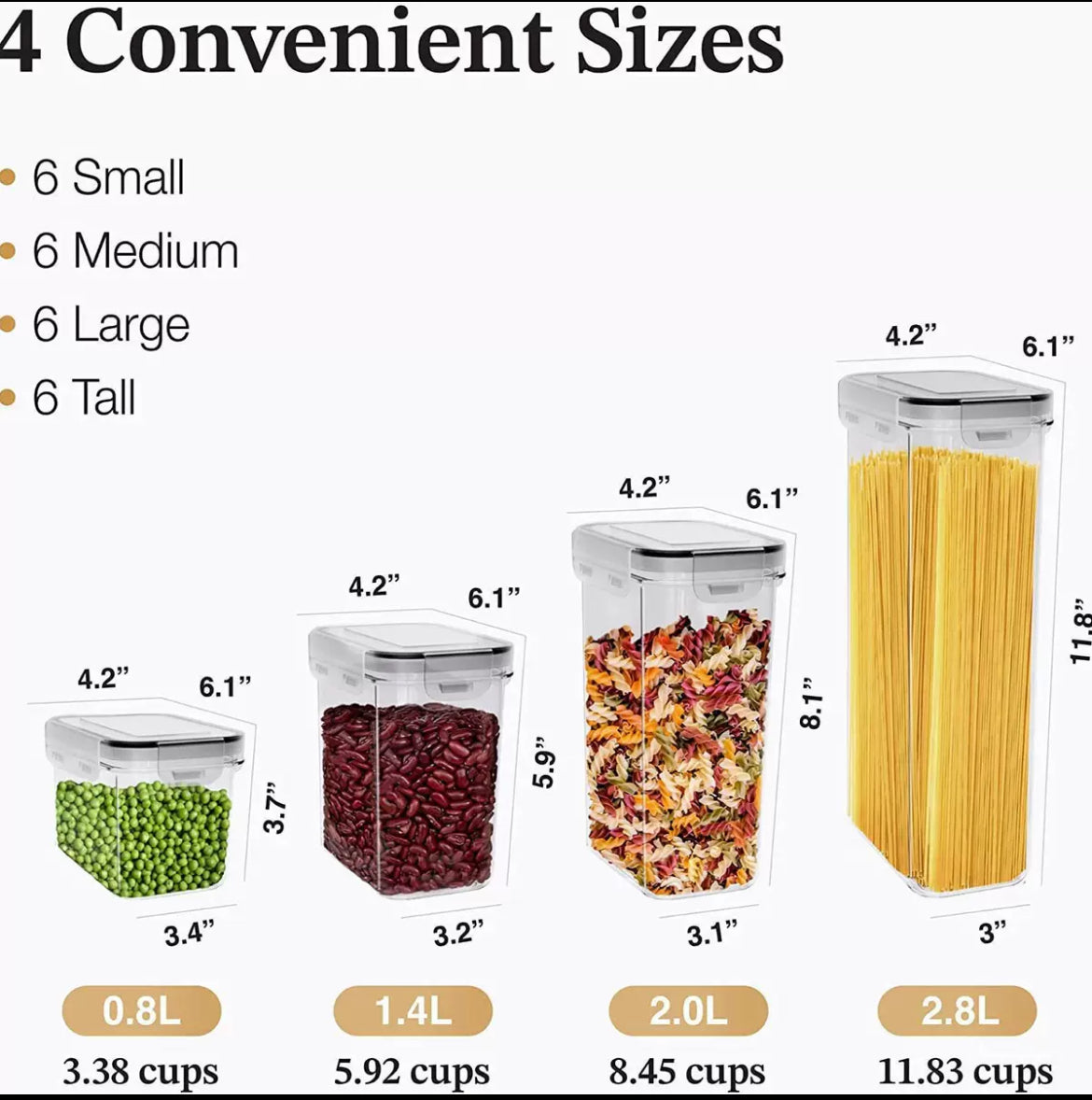 Airtight Storage Containers + Stickers + 1 Marker + Measuring cups