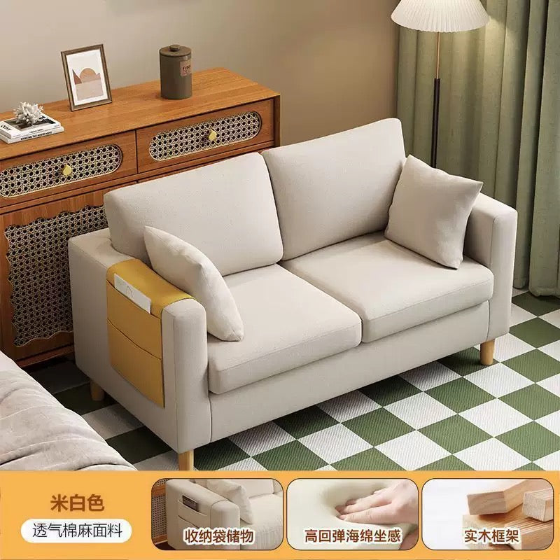 Modern Compact Fabric Sofa with Storage pockets