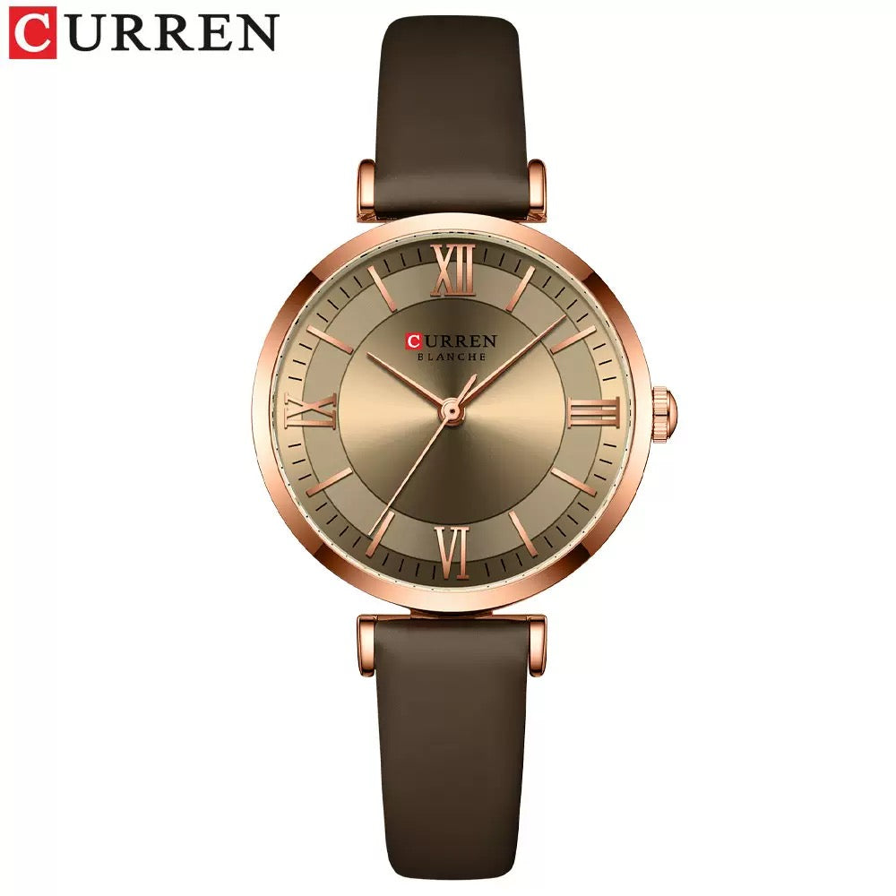 CURREN Women’s Minimalist Roman Dial Leather Watch (Comes Boxed)