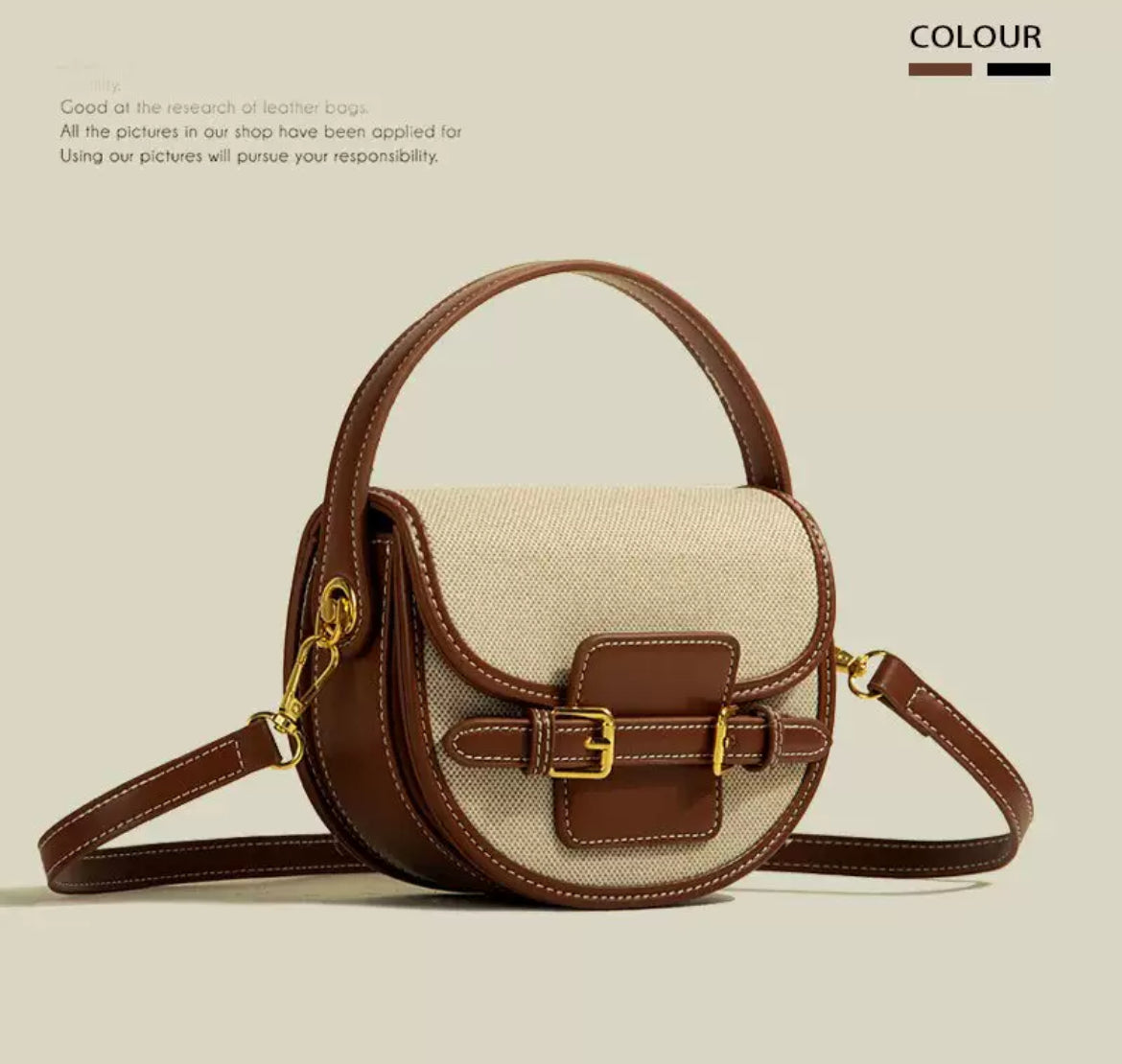 Structured Canvas & Leather Crossbody Bag