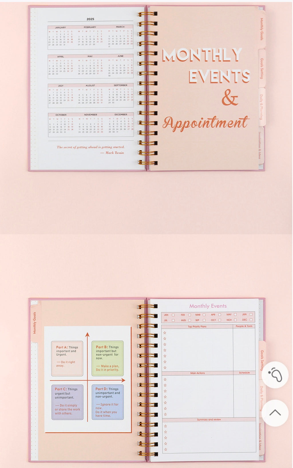 2026 Goals Planner Spiral Hardcover Notebook