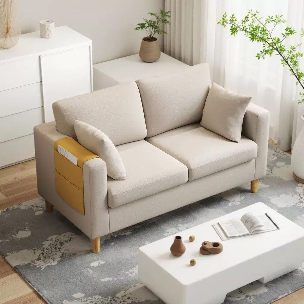 Modern Compact Fabric Sofa with Storage pockets