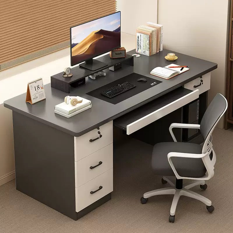 Modern Office Study Desk (120x60cm)  with Storage Drawer + Ergonomic Office Chair.