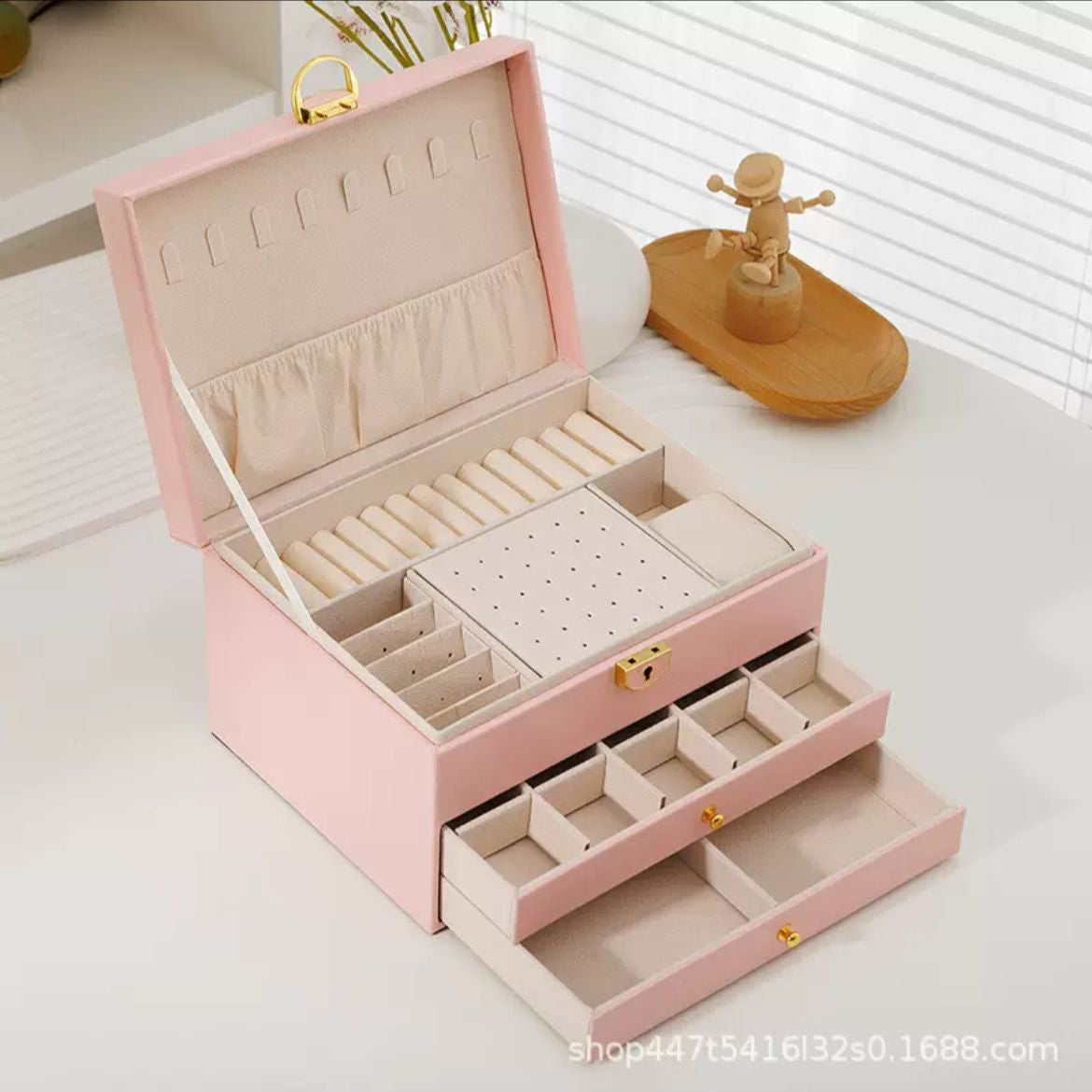 Multi-Layer Jewelry Storage Box with Drawers