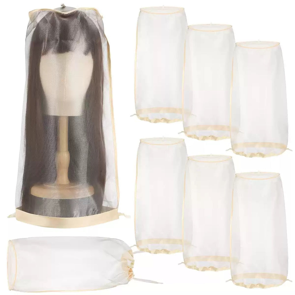 Set of 10 Breathable Wig Storage & Protection Net Set (Dust-Proof Mesh Covers for Wigs)