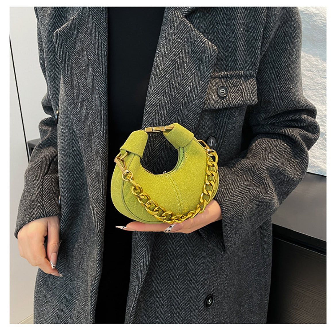 Chic Suede-Style Mini Shoulder Bag