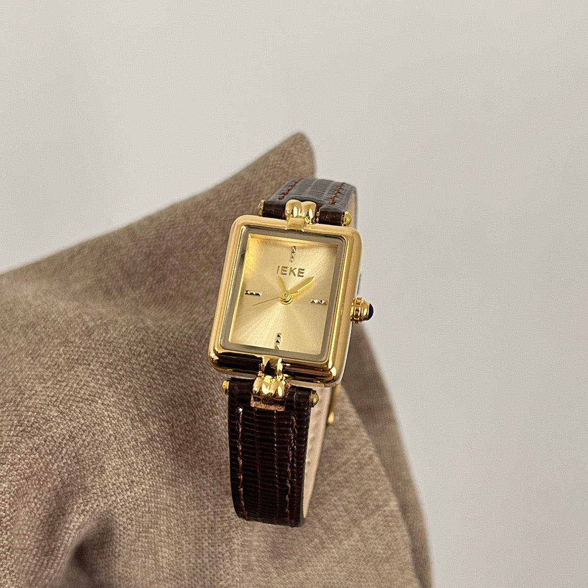 IEKE Classic Rectangular Leather Watch (Comes Boxed)