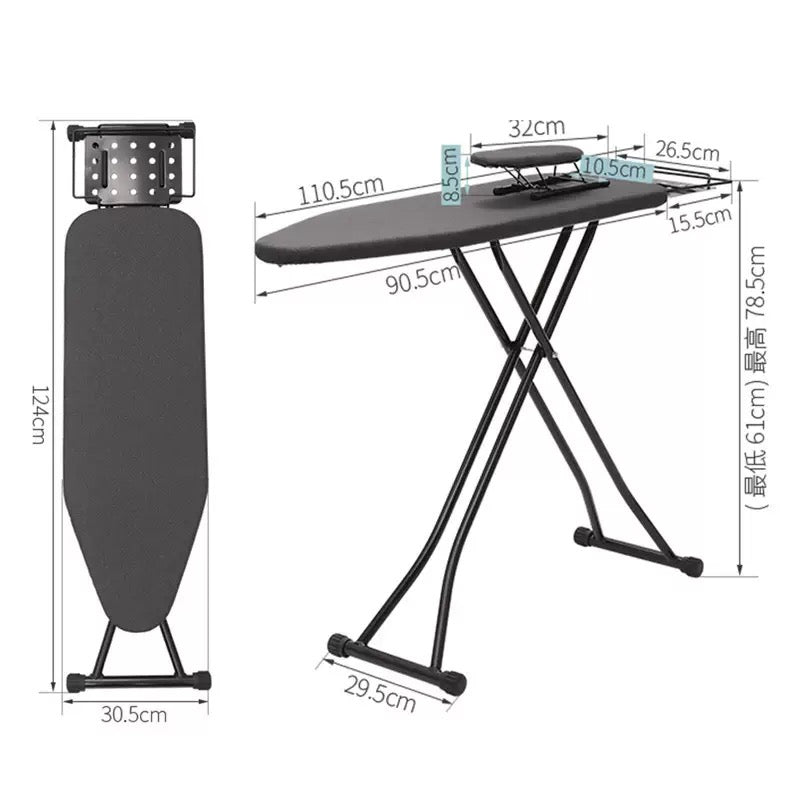 Foldable Adjustable Ironing Board with Iron Rest