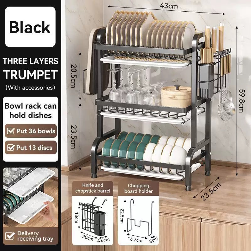 Multi-Layer Kitchen Plate & Cutlery Rack