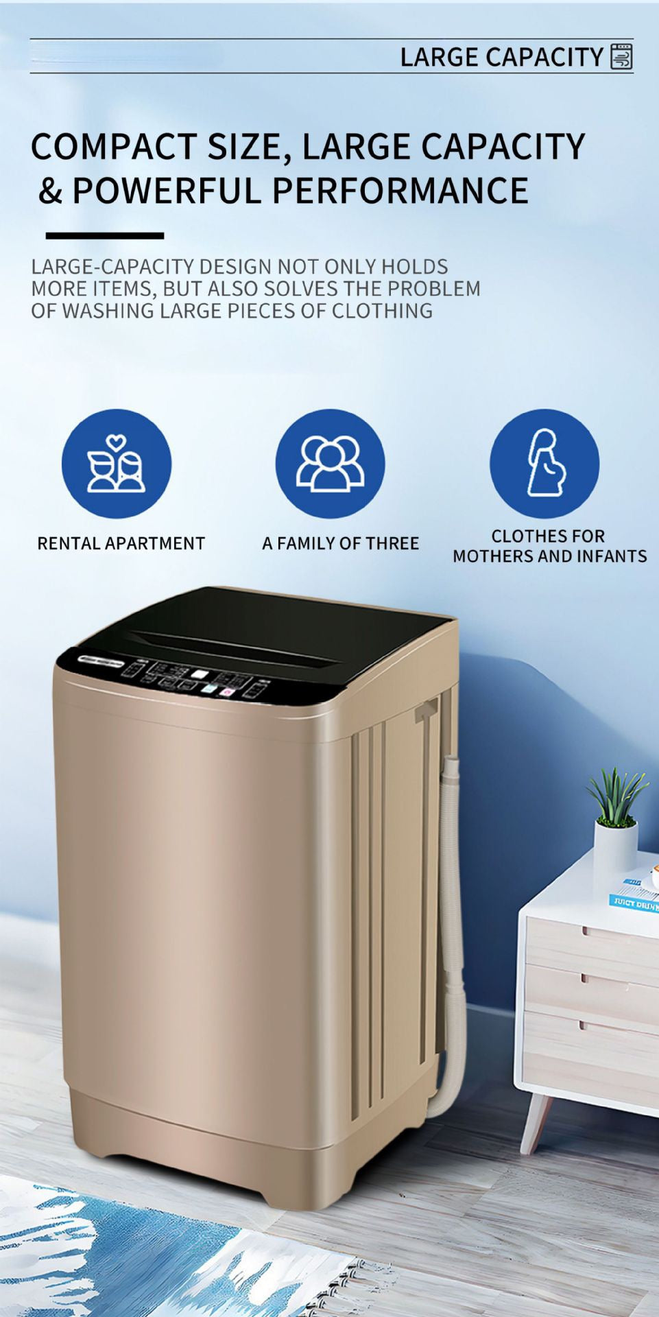 8KG Capacity Top Load Automatic Washing Machine with Air Dry