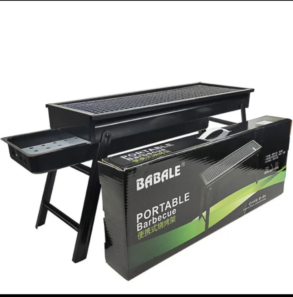 Portable Charcoal Barbecue Grill + Seasoning Plates