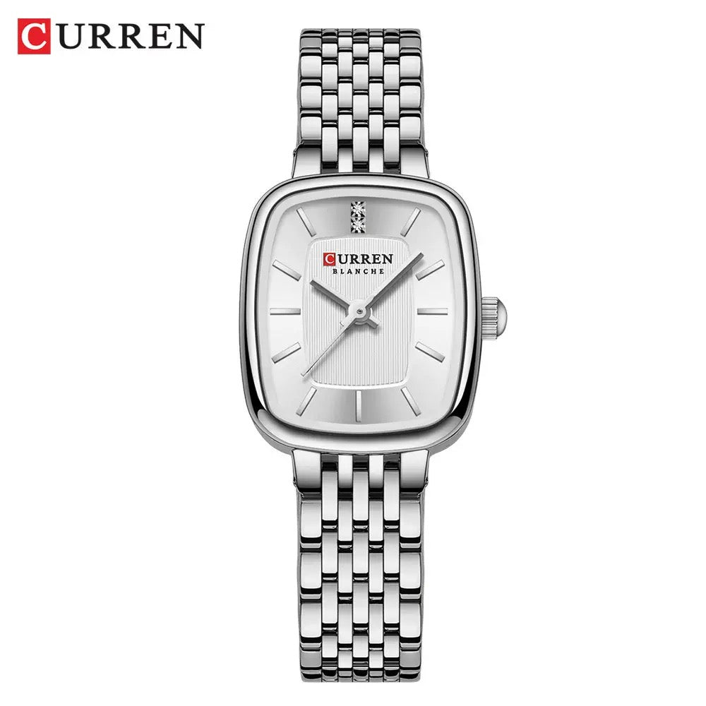 Luxury CURREN Minimalist Rectangle Women’s Watch Stainless Steel Bracelet Watch (Comes Boxed)