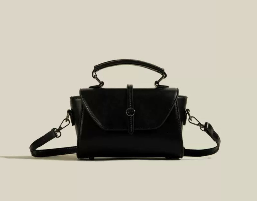 Vintage Structured Mini Top-Handle Crossbody Bag