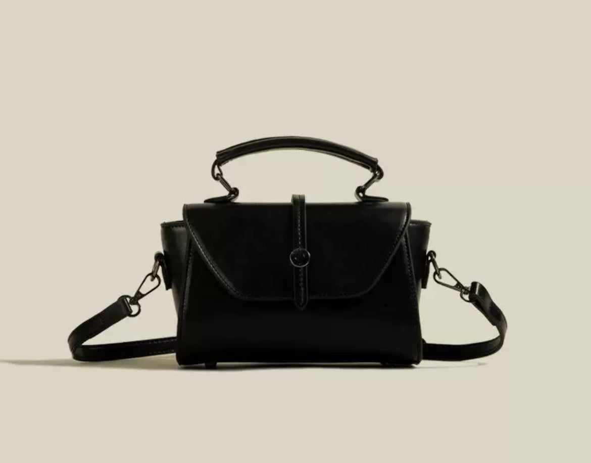 Vintage Structured Mini Top-Handle Crossbody Bag