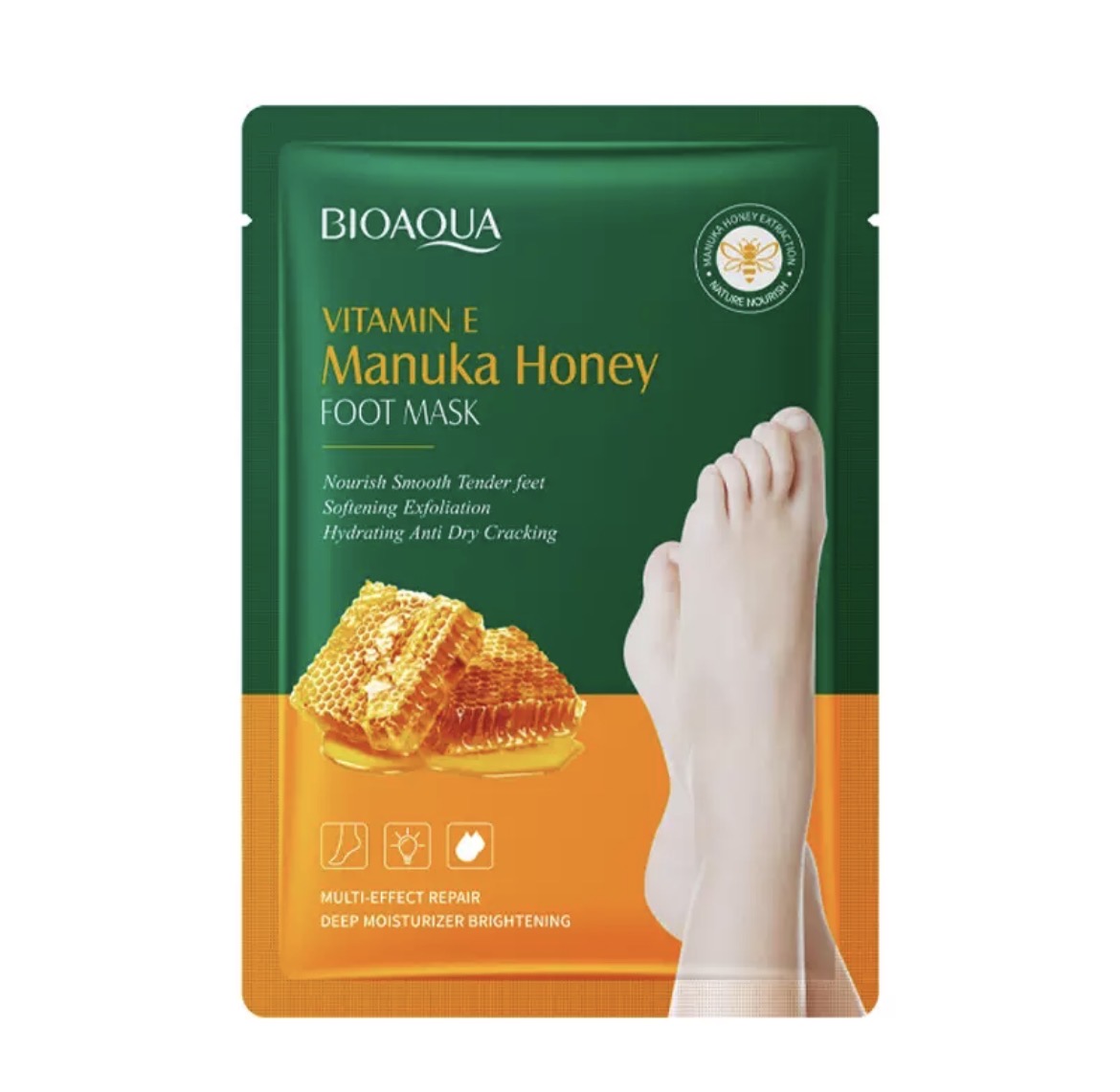 BIOAQUA Vitamin E Manuka Honey Foot Mask (Deep Moisturizing & Repair)-Pack of 10