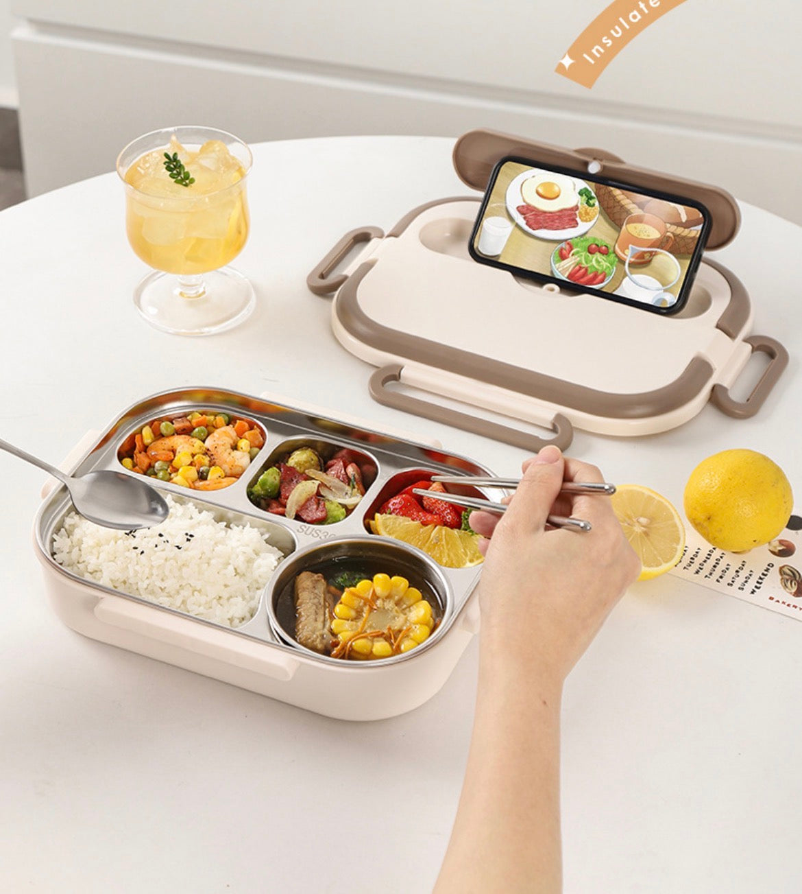 Insulated Stainless Steel Bento Lunch Box Set (1500ml / 2000ml) with Thermal bag