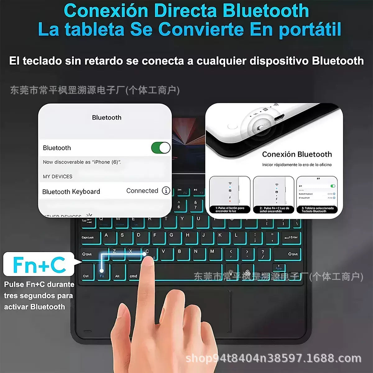 Galaxy Tab A9+/A11+ Bluetooth Keyboard Case with Touchpad – 7-Color Backlit, Magnetic Stand, Pencil Holder