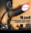 4-in-1 Vibrating Cock Ring Vibrator- Testicles Massager/Penis Ring/G Spot/Clit Stimulator (App + Remote Control)