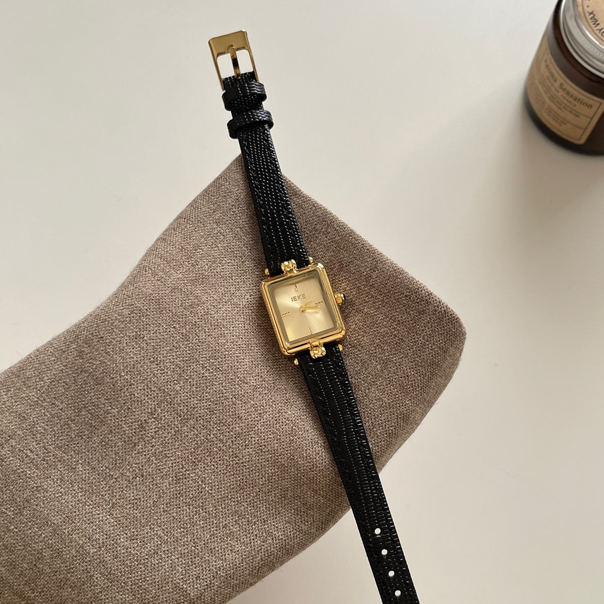 IEKE Classic Rectangular Leather Watch (Comes Boxed)