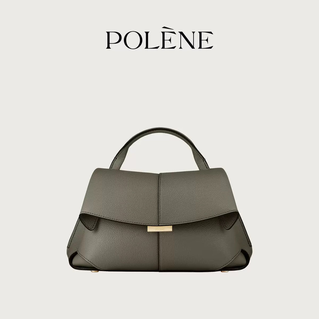 Polène-Inspired Mini Top Handle Leather Handbag (Elegant Flap Design)