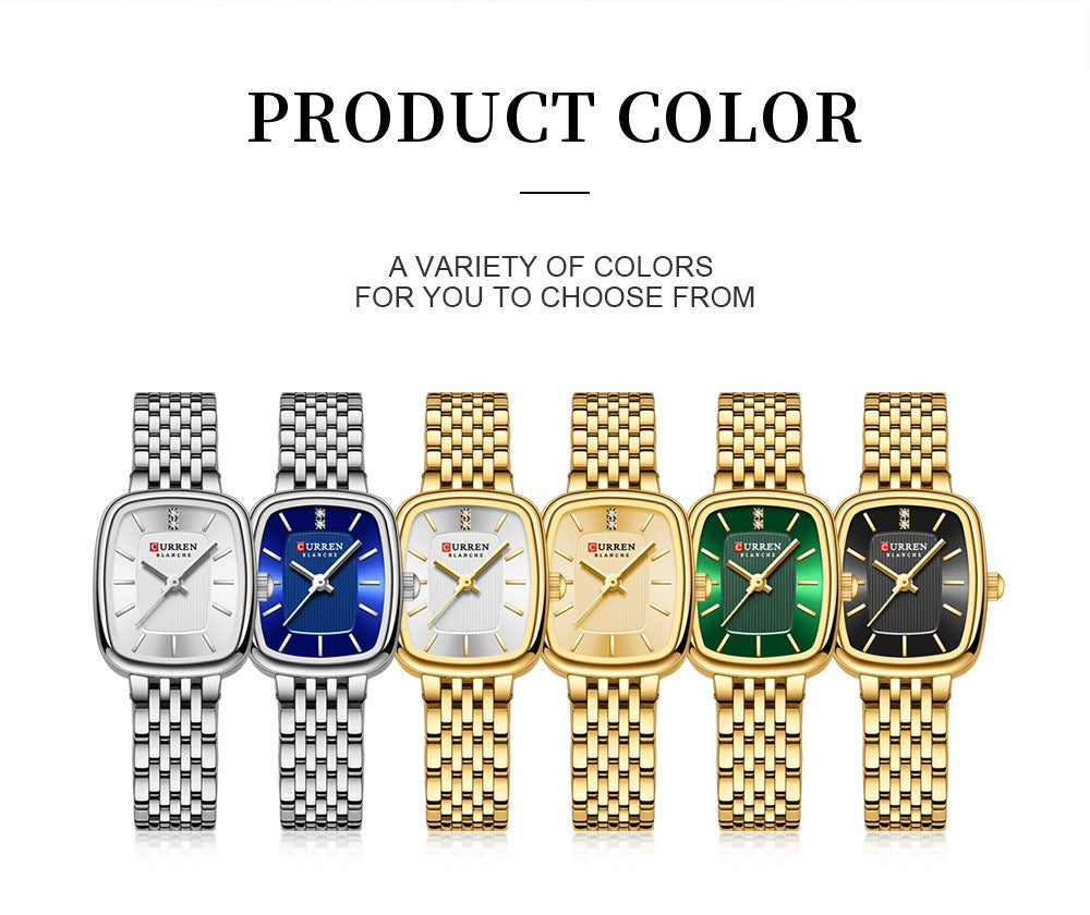 Luxury CURREN Minimalist Rectangle Women’s Watch Stainless Steel Bracelet Watch (Comes Boxed)