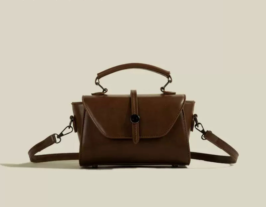 Vintage Structured Mini Top-Handle Crossbody Bag