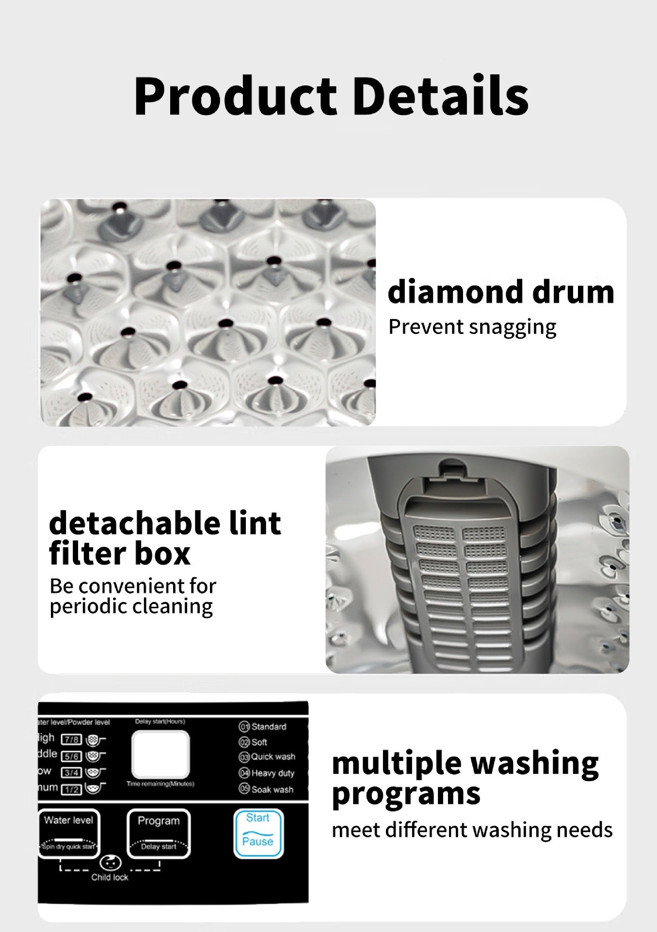 8KG Capacity Top Load Automatic Washing Machine with Air Dry