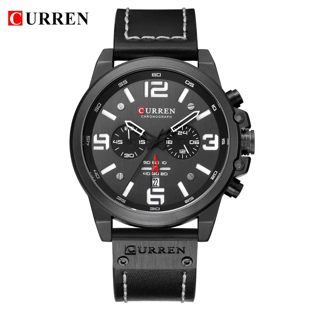 CURREN Men’s Chronograph Leather Strap Watch (Comes Boxed)