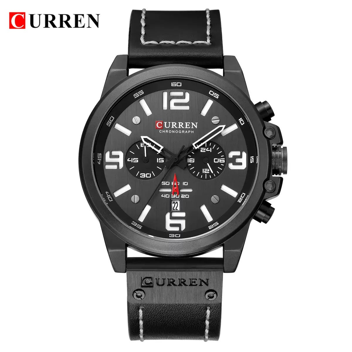 CURREN Men’s Chronograph Leather Strap Watch (Comes Boxed)