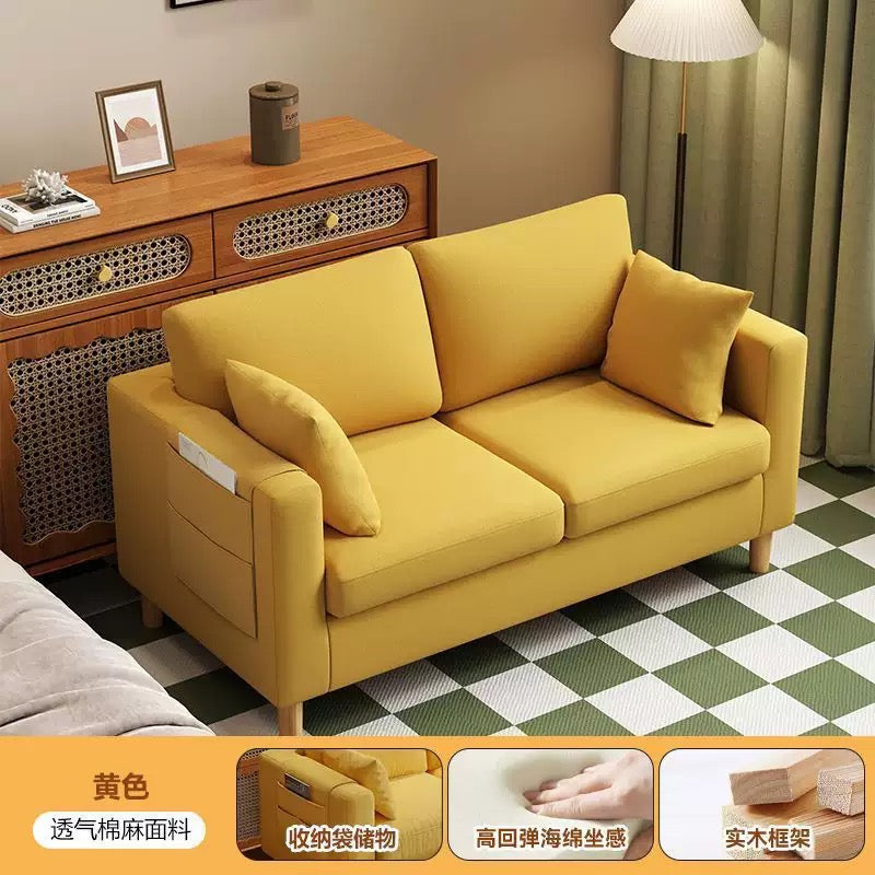 Modern Compact Fabric Sofa with Storage pockets