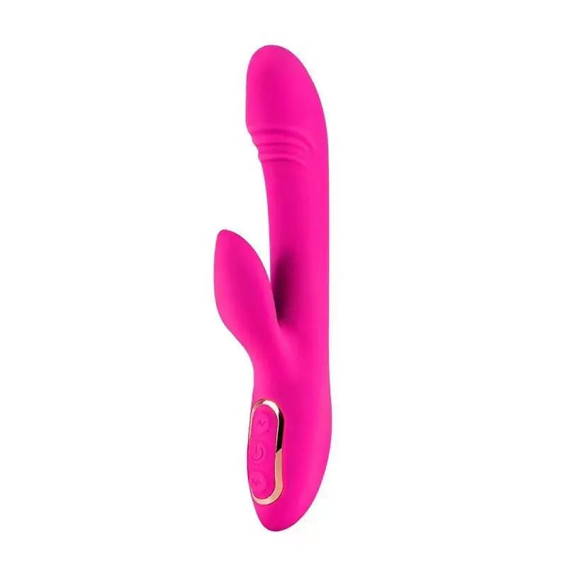 Silicone G-Spot 2-in-1 Dildo + Clitoris Vibrator Dual Vibration with 10 Speeds