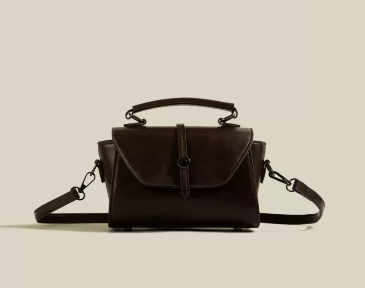 Vintage Structured Mini Top-Handle Crossbody Bag