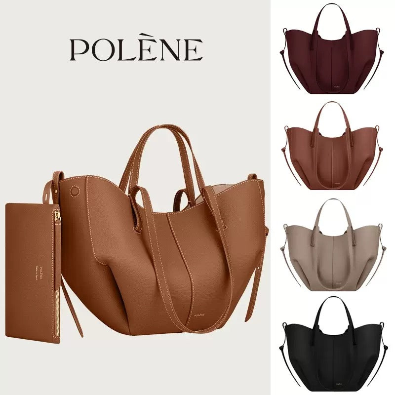 Polène-Style Sculpted Leather Tote Bag (Multi-Colour Options)