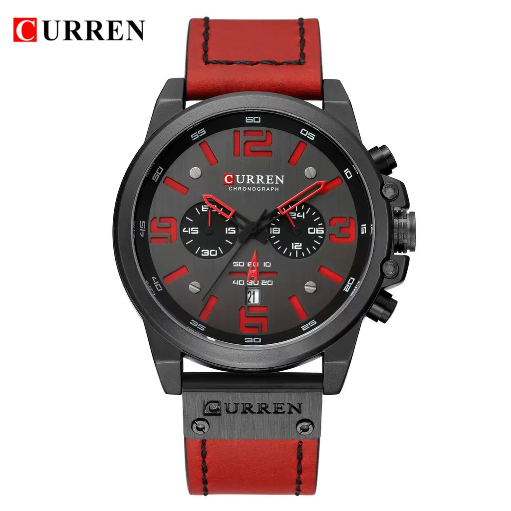 CURREN Men’s Chronograph Leather Strap Watch (Comes Boxed)