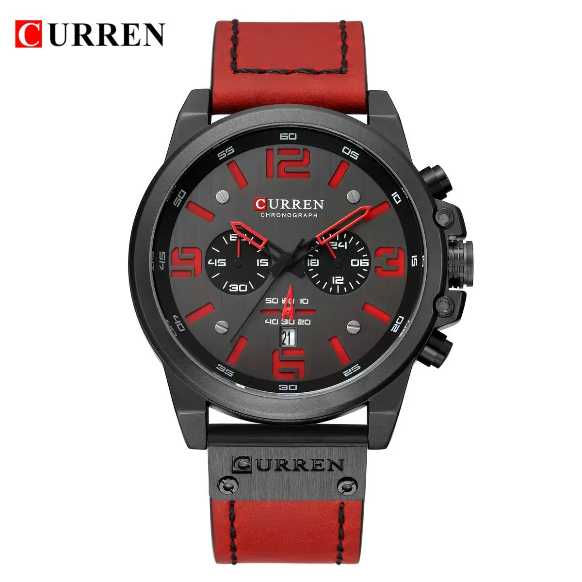 CURREN Men’s Chronograph Leather Strap Watch (Comes Boxed)