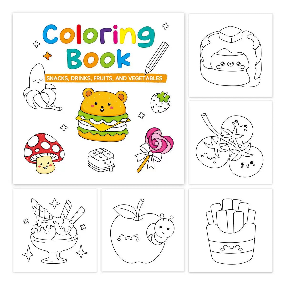 Mini Kids Coloring Book (Set of 4 Books): Animals, Transport, Food & Fantasy Activity Books