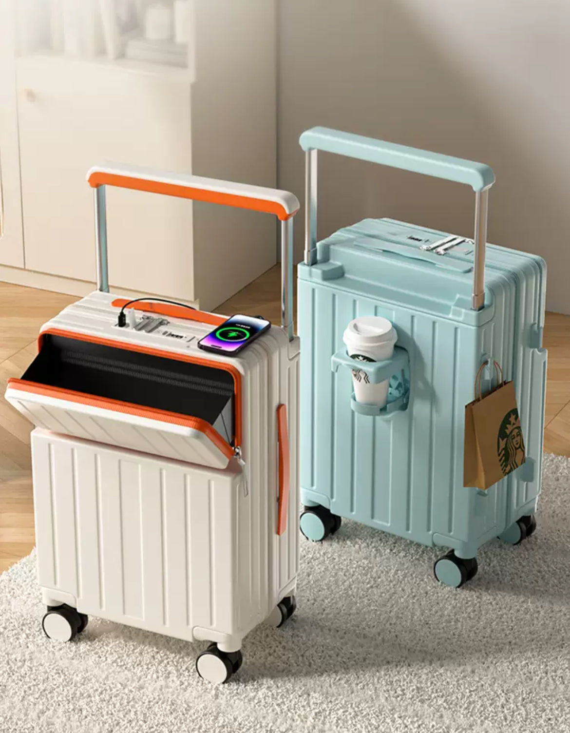 Multi-Function Smart Travel Luggage set (20/24/26”) with USB Charging & Phone Stand