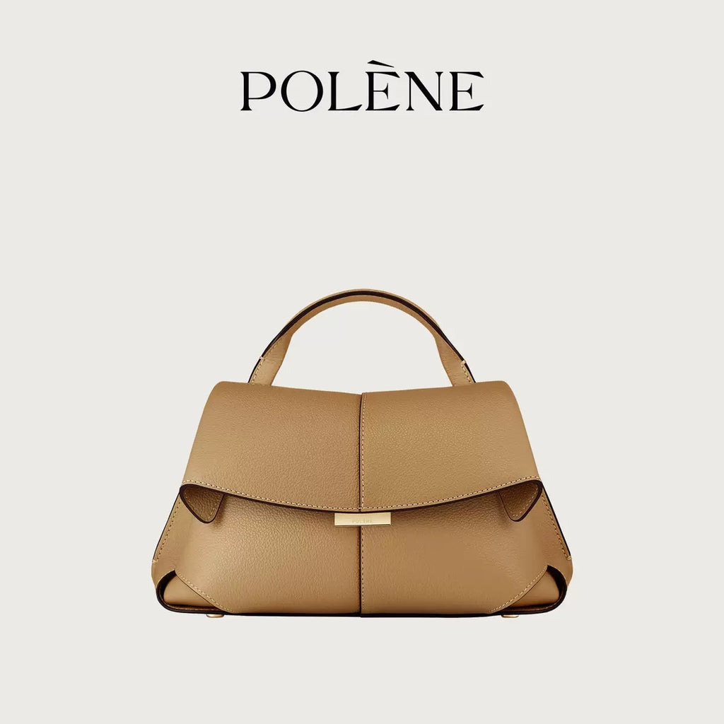 Polène-Inspired Mini Top Handle Leather Handbag (Elegant Flap Design)