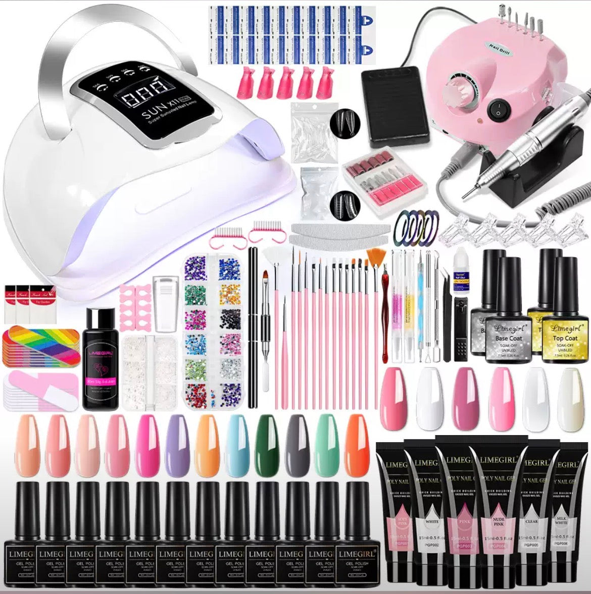 Complete Professional Nail Extension & Gel Polish Starter Kit – UV Lamp, Electric Drill & Nail Art Tools