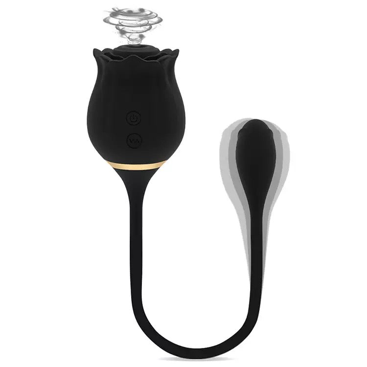 Rose-Sucking Clitoris Stimulator + Thrusting Dildo