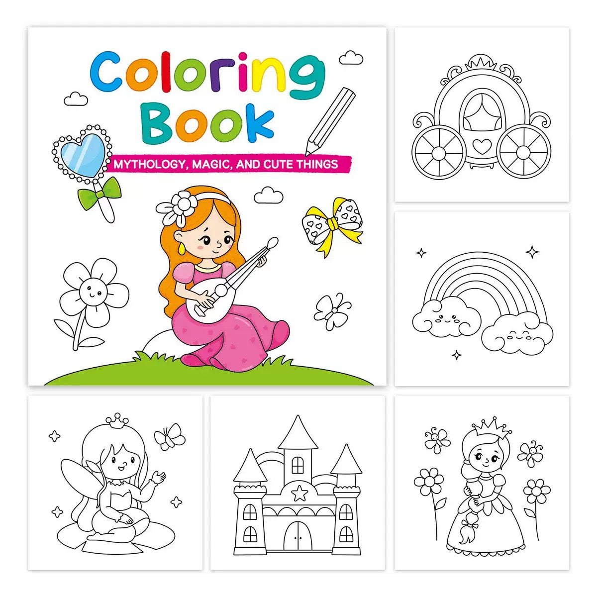 Mini Kids Coloring Book (Set of 4 Books): Animals, Transport, Food & Fantasy Activity Books