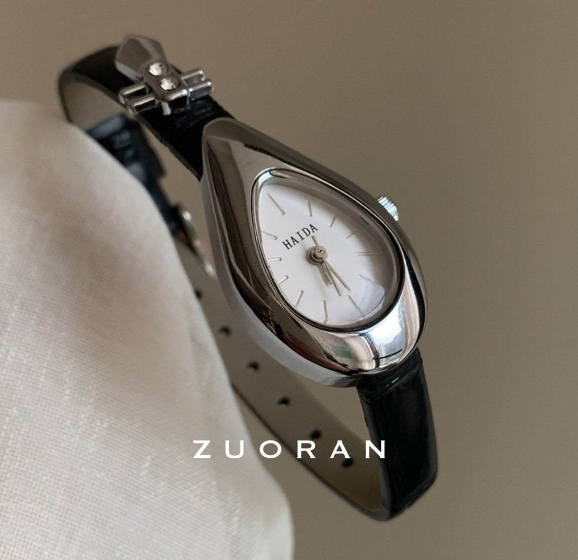 Classic Oval Dial Ladies Wristwatch –Leather Strap Timepiece (Comes Boxed)