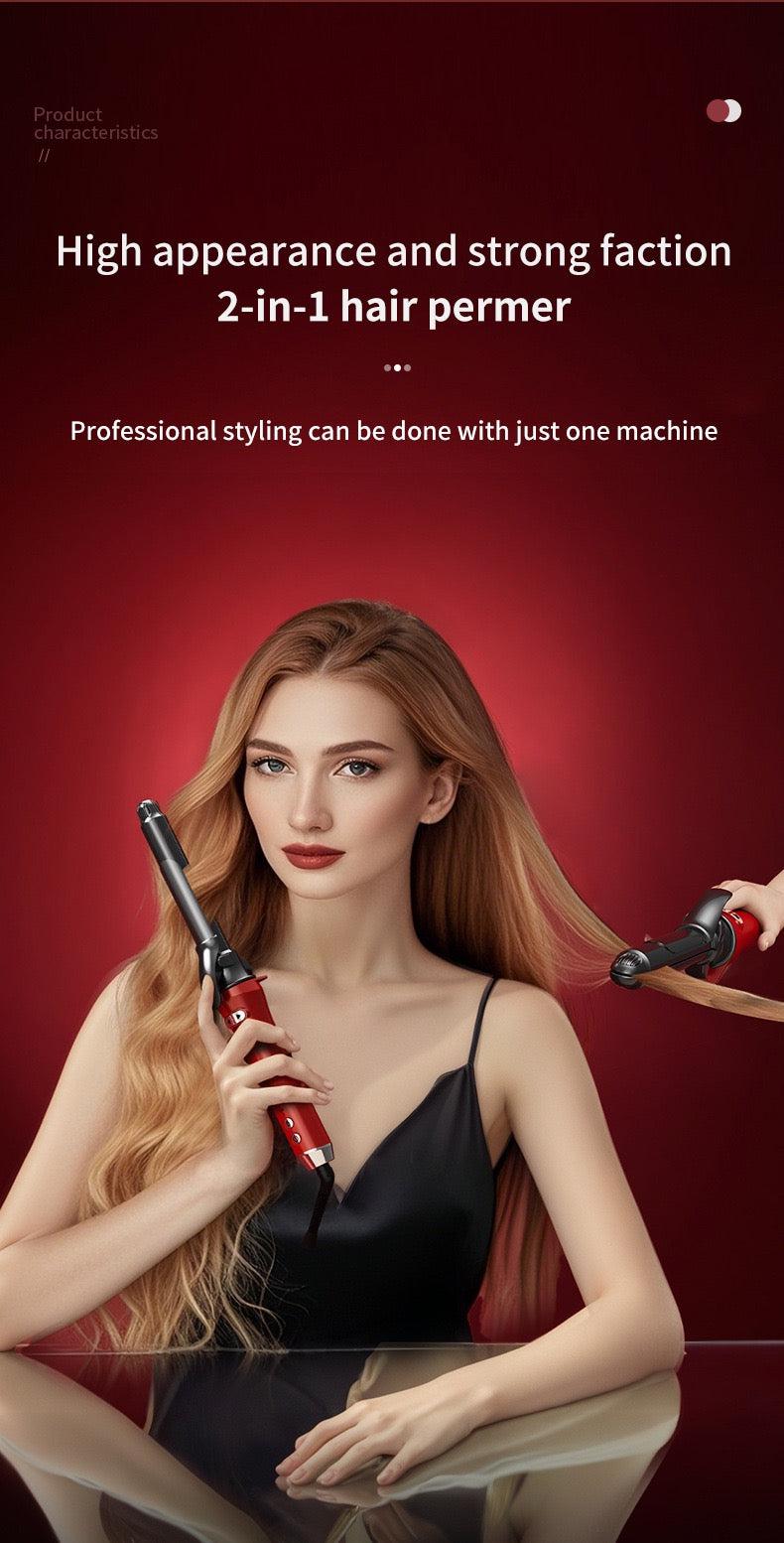 (32mm) 2-in-1 Automatic Hair Curler & Straightener with Adjustable Temperature