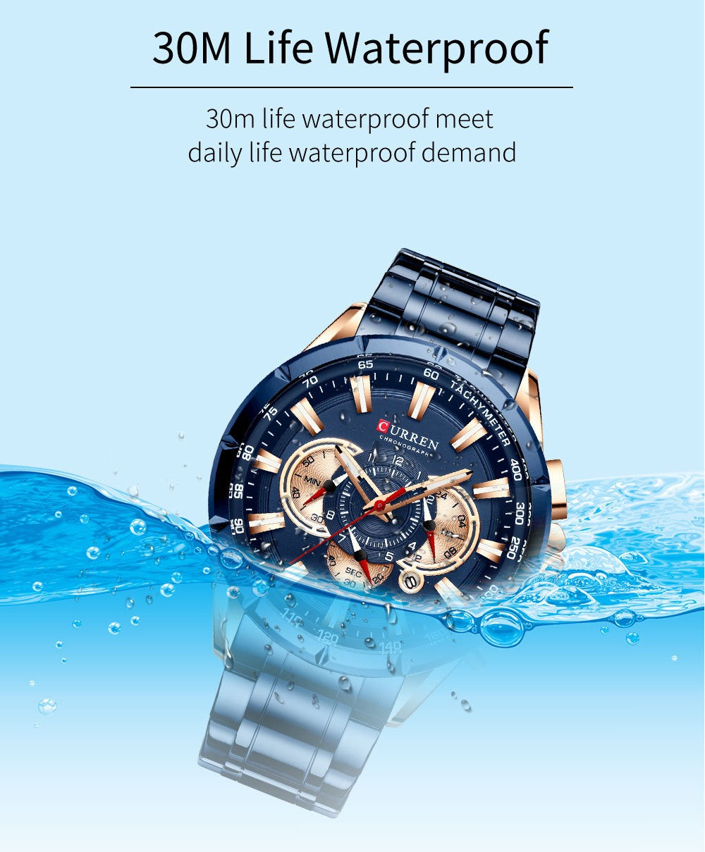 CURREN Luxury Chronograph Stainless Steel Watch (Comes Boxed)