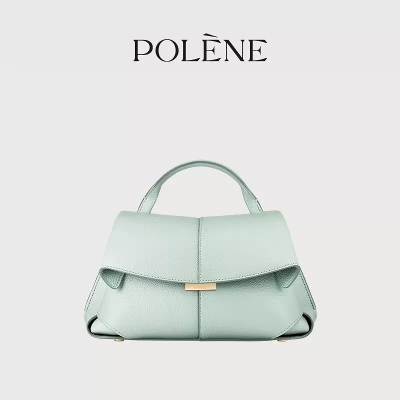 Polène-Inspired Mini Top Handle Leather Handbag (Elegant Flap Design)
